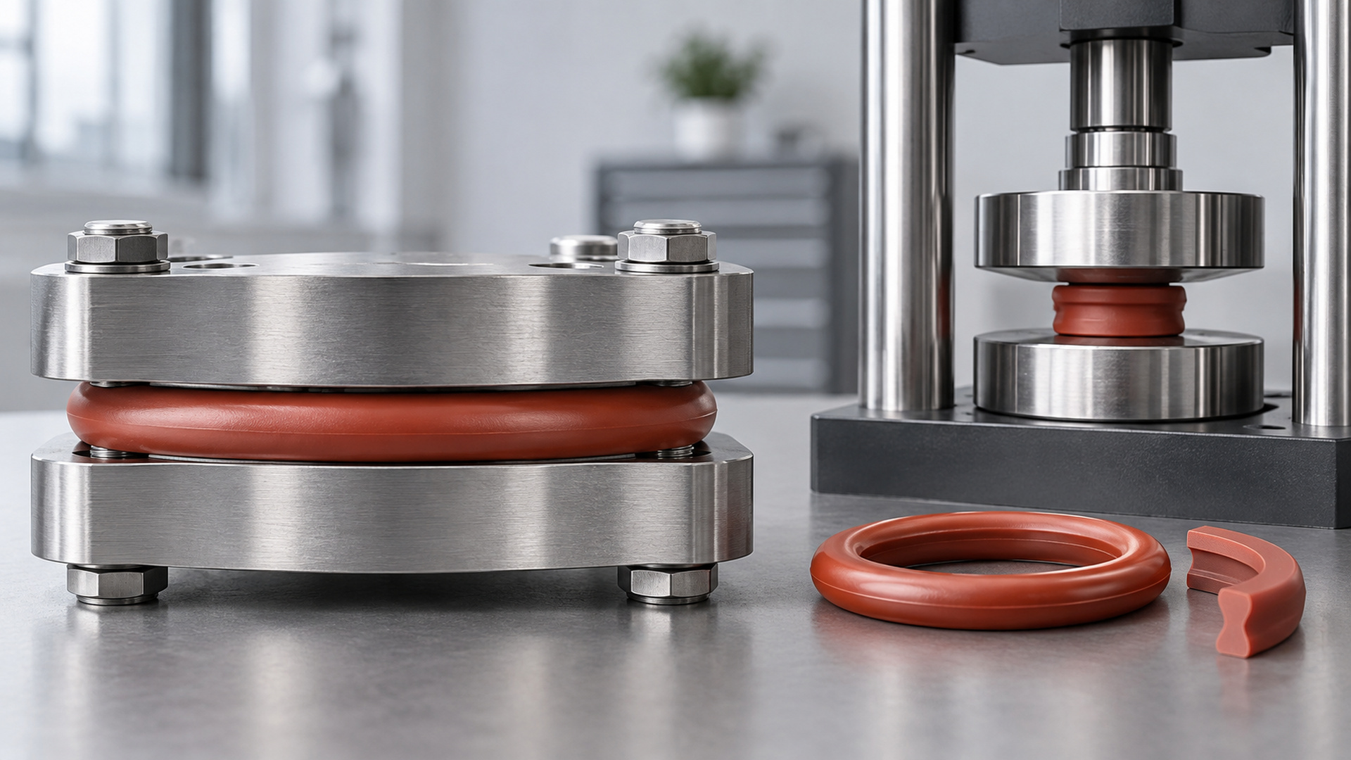 Released silicone seal measured with calipers after a compression set test