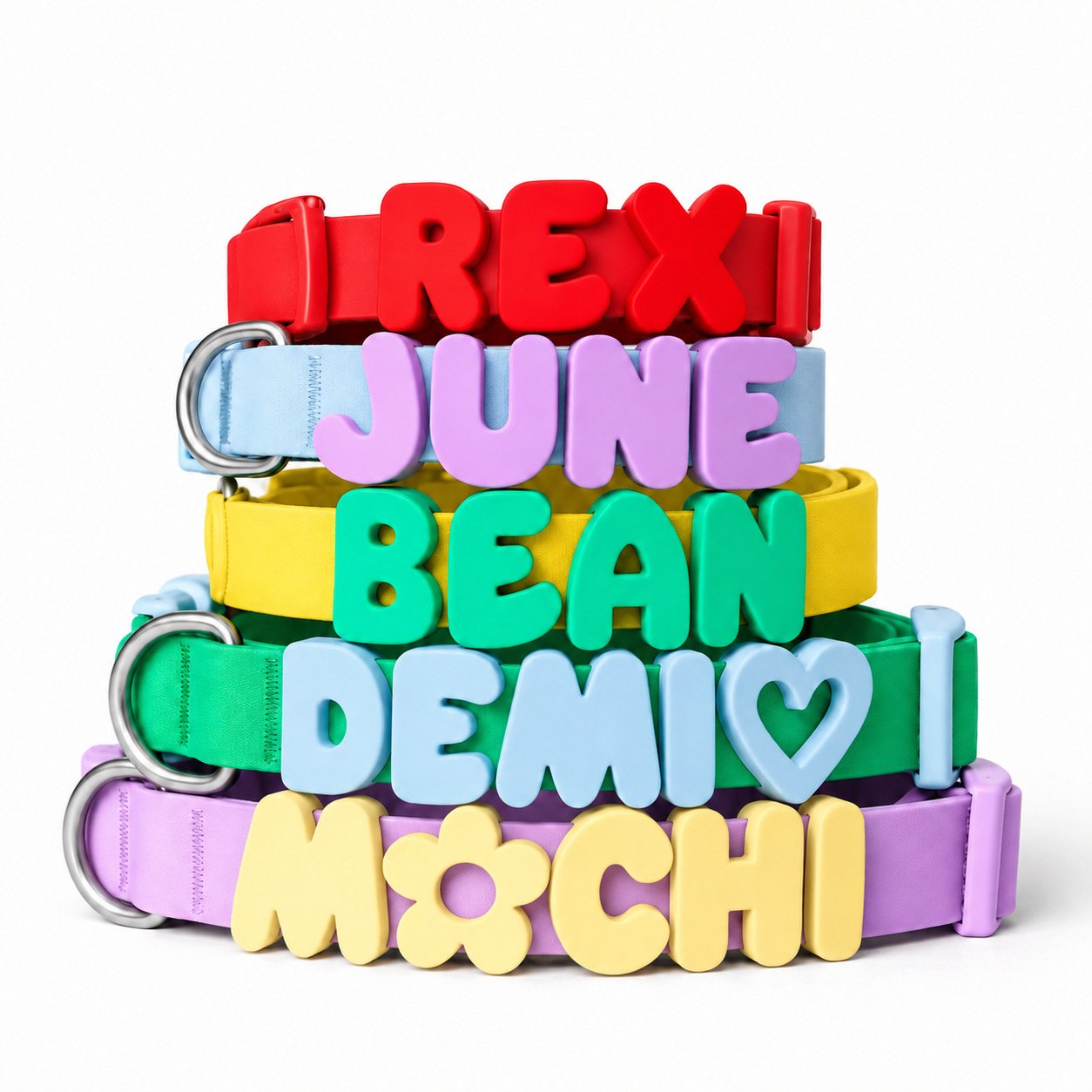 Custom silicone pet collar with moulded lettering